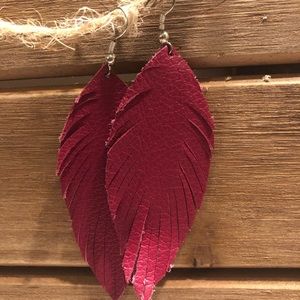 Feather leather earrings